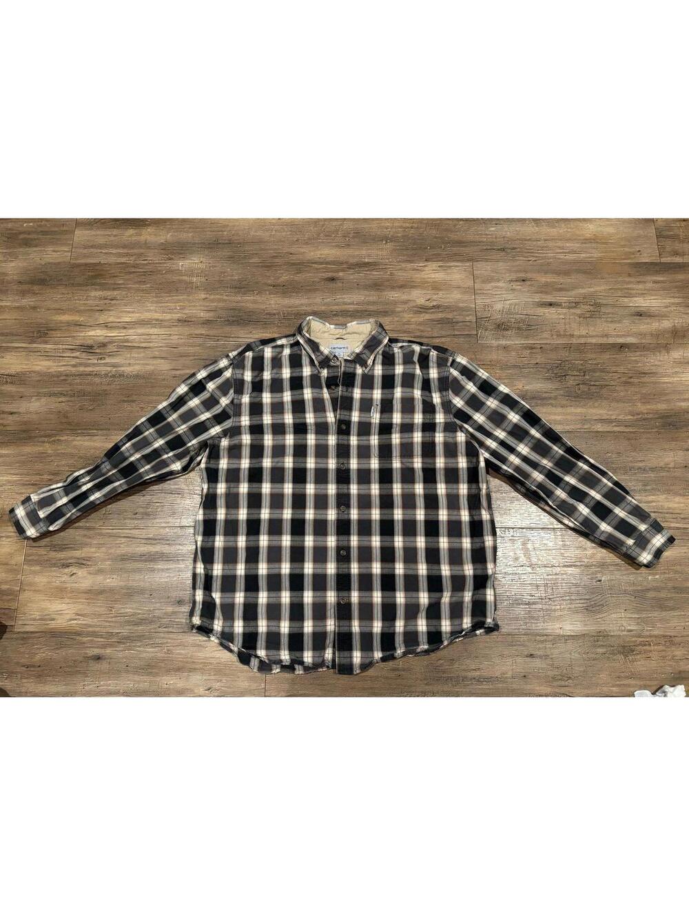 Carhartt Men’s Button down Black Plaid Sz 2XL EUC